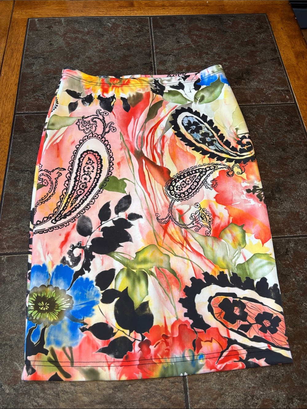 Milano Multicolor Floral Paisley Pencil Skirt